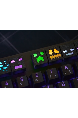 Minecraft Temalı Keycap Seti 8 Adet Mekanik Rgb Oyuncu Klavye