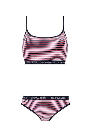U.S. Polo Assn. Kadın Lacivert - Çizgili Büstiyer Slip Takım 66250