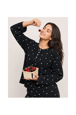 Pemilo Kadın 8905-7 Waffle Pijama Takımı Siyah