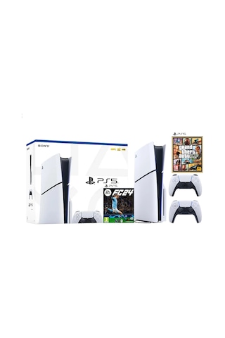 Sony Playstation 5 Slim 1TB + Dualsense Kol + FC 24 + GTA 5 (İthalatçı Garantili) Sony Playstation 5 Slim 1TB + Dualsense Kol + FC 24 + GTA 5 (İthalatçı Garantili)