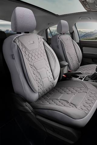 Gri - Gri Butti Speedy Serisi Premium Oto Koltuk Kılıfı Ortopedik Destekli, Ön Arka Tam Set, Aırbag Uyumlu