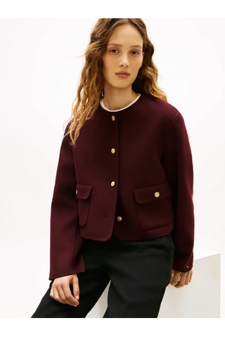 Tommy Hilfiger Df Wool Blend Reg La, Xıh Bordo Kadın Ceket