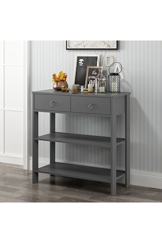 Dekorosso Luke Modern Dekoratif 2 Çekmeceli 2 Raflı Dresuar Antrasit