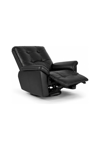 Smarto Relax Basel Elektrikli Masajlı Döner Sallanan Tv Koltuğu Kontrol Panelli Ergonomik Gerçek Deri Baba Koltuğu Siyah