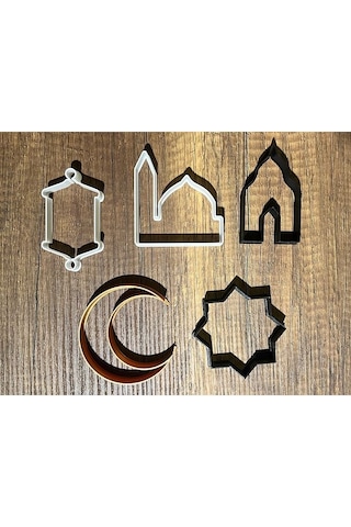 Ramazan Kurabiye Kalıbı, Polimer Kil, Oyun Hamuru Damga Ve Kesici Kalıp Seti Dini, Beyaz