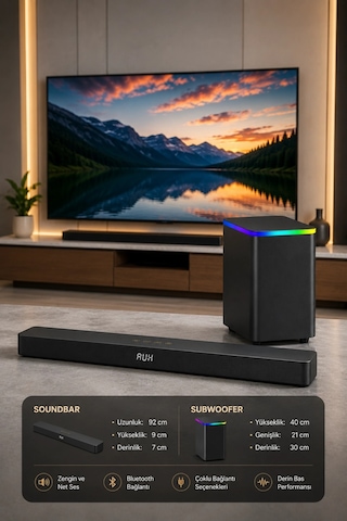 Hepu Hp-tv06 180w 2.1 Ch Kablosuz Subwoofer Soundbar Ev Sinema Sistemi - Bluetooth, Hdmı Arc, Optik