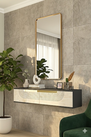 Da1202atg Meyra Dresuar Ve Antre Rafı Antrasit-traverten-gold 120cm Antrasit - traverten - Altın