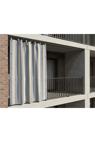 Ceylan Home 4 Tarafı Kuş Gözlü Bahçe Brandası Dış Mekan Balkon, Garaj Ve Teras Perdesi Gri Krem Gri
