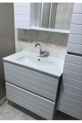 Rmr 3 Lü Banyo Dolabı Takımı 80 Lik Lavabo + Mebran Kapak +