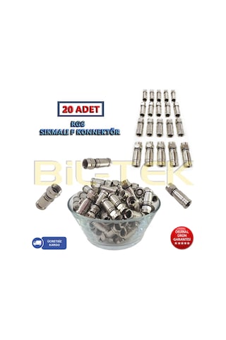 Rg6 Sıkmalı F Konnektör - 20 Adet