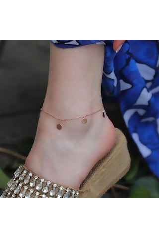 Rose Gold Kaplama Gümüş Para Halhal Gümüş