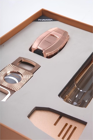 Parmida Çakmak Kesici Küllük Sehpa Bronz Dörtlü Puro Seti