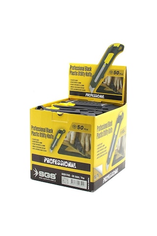 Sgs Tools Sgs-1795 Falçata Maket Bıçak 50 Adet Siyah Plastik Gövde - 50'li Paket