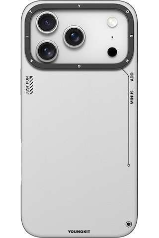 Apple Uyumlu iPhone 17 Pro Kılıf M-safeli Basit Mat Deri Desenli Youngkit Tech Fashion Serisi Kapak Gri Gri