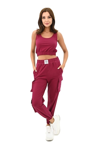 Koza Butik Kadın Askılı Crop Bluz Detaylı Eşofman Takımı 3715-23 001