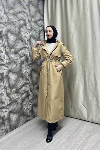 Belden Kemer Detaylı Uzun Trençkot Brc1908 Latte 001