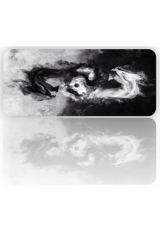 Yın Yang Ejderha Baskılı 90x40 Kaymaz Taban Mousepad 90x40cm