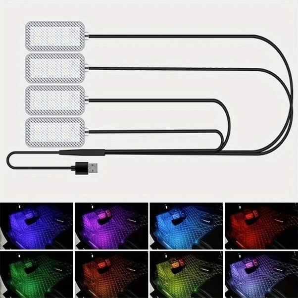 Trendooze 1 Tak 4 Led Araç İç Aydınlatma Pedal Işığı Kırmızı Turcoshop11 Usb Ayak Lambası