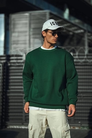 Novalisse Erkek Bisiklet Yaka 3 İplik Pamuklu Basic Sweatshirt - Haki Çoklu Renk