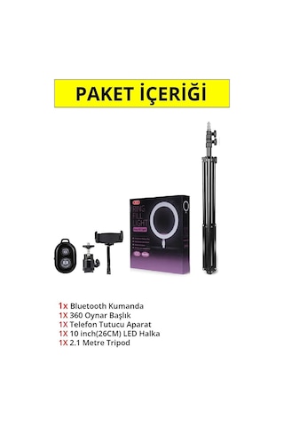 Bluetooth Kumandalı 10 Inç Ring Light Youtuber Selfie Işığı 2.1 M