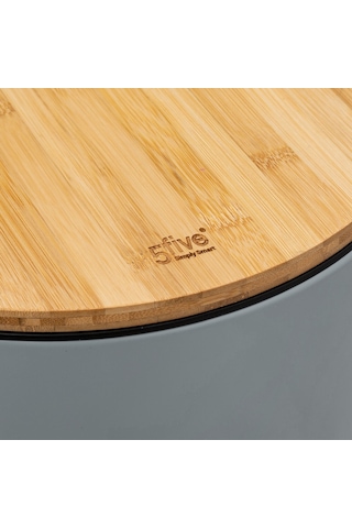 5five Çöp Kovaları Simply Smart Bambou 30 Lt Metal Antrasit