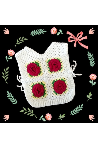 El İşi Yandan Bağcıklı Çocuk Süveter Krem