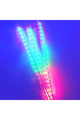 Meteor Kayan Led Işık 10lu Set Tüp 50 Cm Rgb Aydınlatma