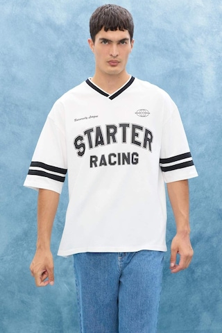 Defacto Loose Fit Bisiklet Yaka Baskılı Kısa Kollu Tişört F0188ax25smer105 Ekru
