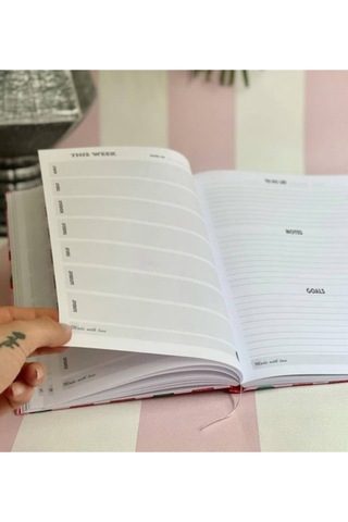 Çilek Temalı Planner Kartın Kapak Defter Pembe