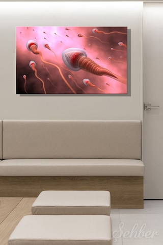 Sperm Hücrelerinin Yumurtaya Doğru Hareketi Tıbbi İllüstrasyon Kanvas Tablo Yatay Tekli 3366