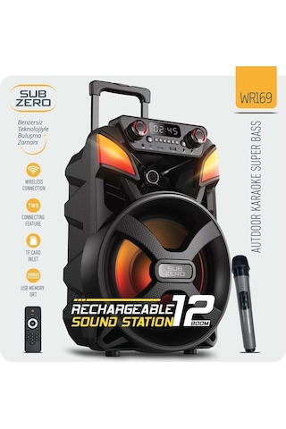 Wr170 12 2 100w Bluetooth Müzik Kutusu 2 Kablosuz Mikrofon & Kumandalı Rgb Işıklar-134533
