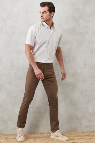 AC&Co / Altınyıldız Classics Erkek Vızon 360 Derece Her Yöne Esneyen Slim Fit Dar Kesim Pamuklu Rahat Pantolon Vızon Vizon