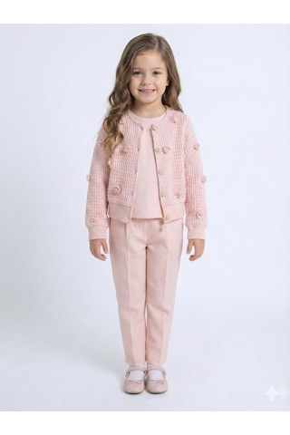 Xo Kids Kız Çocuk 3lü Alt Üst Takım 4-7 Yaş 52127 Pudra