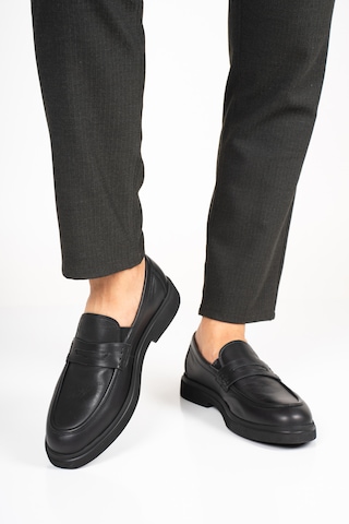 Fame Step Hakiki Deri Erkek Loafer Mokasen Klasik Ayakkabı Comfort Prato Siyah