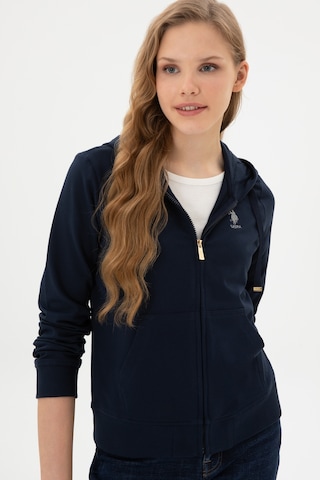 U.S. Polo Assn. Kadın Lacivert Fermuarlı Kapüşonlu Sweatshırt 50313594-VR033