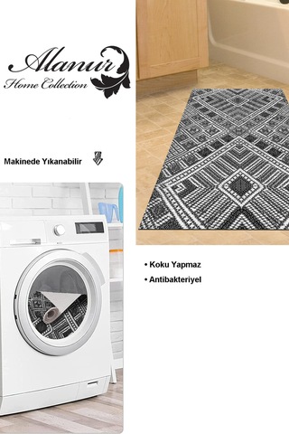 Dekoreko Kaymaz Taban Djt Banyo Halısı Trend Modern 2029 Siyah
