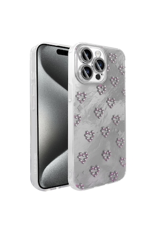 Apple Uyumlu iPhone 15 Pro Max Kılıf Kamera Korumalı Figürlü Zore Ponti Silikon Kapak - Açık Mavi Açik Mavi