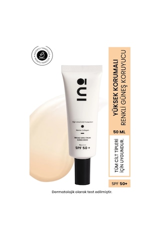 Cilt Tonu Eşitleyici Saf Kolajen Yüksek Korumalı 02 Medium Spf50+ Yüz Güneş Kremi 50 Ml