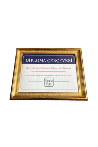 Diploma Çerçevesi - Hakiki Camlı Ürün - 25x35,2 Boyutta Gold Renk