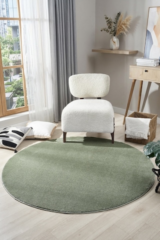 Bali Yeşil Daire Halı Salon Oturma Odası Çocuk Odası Yatak Odası Halısı 4500