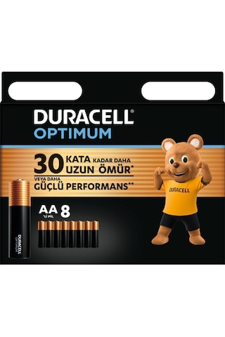 Duracell Optimum LR6/MN1500 1.5 V AA Alkalin Kalem Piller 8'li