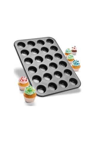 İbico İ22-377 Metal Muffin Ve Kek Kalıbı 24 Gözlü - Siyah Düz Çok Renkli