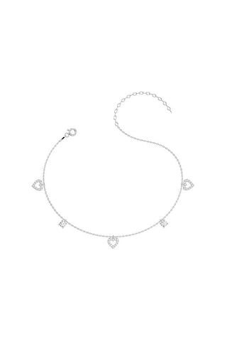 İndigo Takı Kalpli Tek Taş Beyaz Gümüş Halhal Çok Renkli