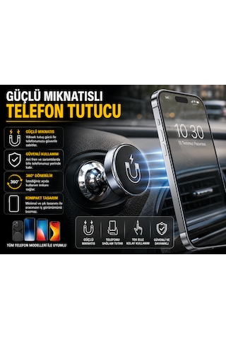 Güçlü Mıknatıslı Telefon Tutucu Araç İçi Manyetik Telefon Standı -