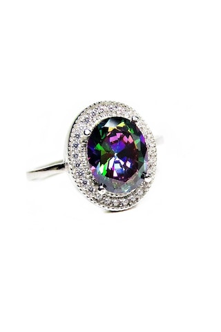 Lilahgümüştr Gümüş Mistik Topaz Taşlı Kadın Yüzük