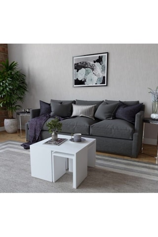 Decormet Ortanca Sehpa Beyaz Beyaz