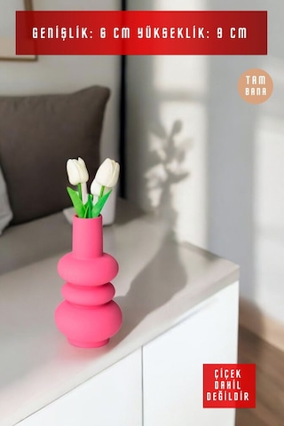 Dekoratif Vazo Obje Ev Dekorasyon Masa Üstü Dekor Vazo Model 5 Pembe Pembe