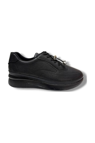 C-shoes 3428-26 Cilt Deri Anatomik Bağcıklı Kadın Comfort Ayakkabı 38-40 Siyah