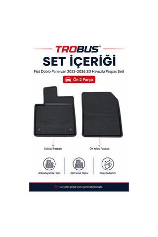 Trobus Fiat Doblo 2023-2026 Panelvan 2d Havuzlu Paspas 2 Parça Ön Takım