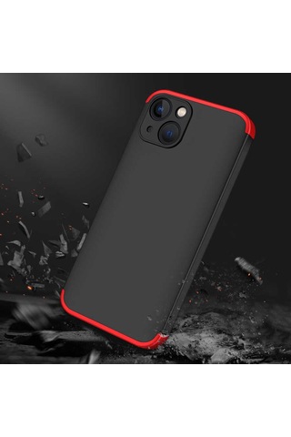 Apple Uyumlu iPhone 13 Mini Kılıf Zore Ays Kapak Siyah-Kırmızı